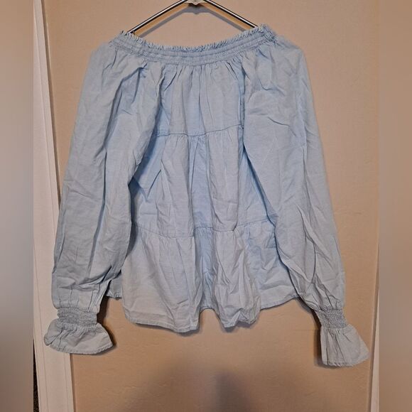 American Eagle Outfitters V-Neck Smocked Peplum Long Sleeve Blouse New with tags - Picture 6 of 6